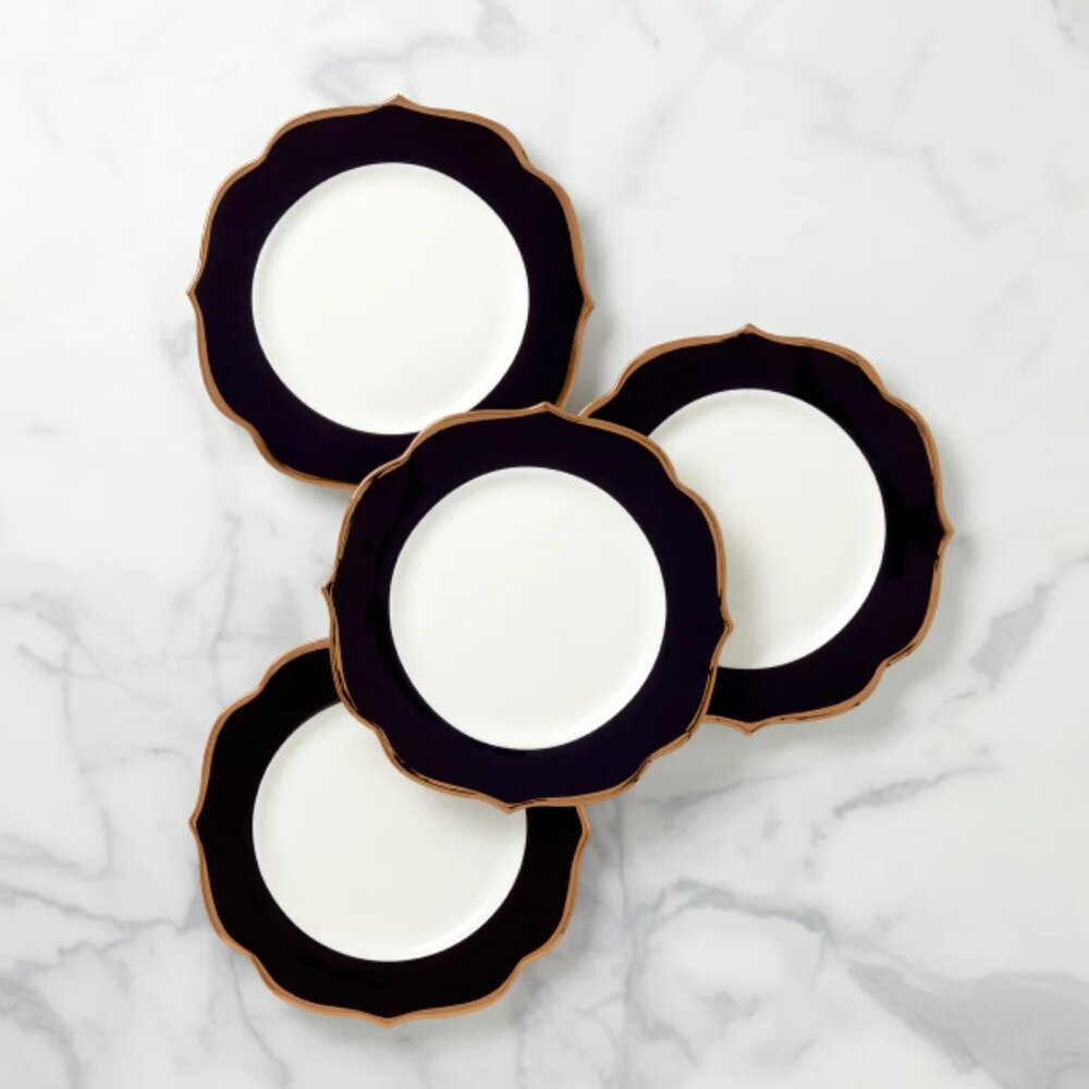 Lenox Contempo Luxe Black Accent Plates, Set of 4- Brand New